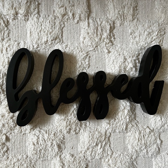 Chic Black 'Blessed' Script Sign - Picture 2 of 4